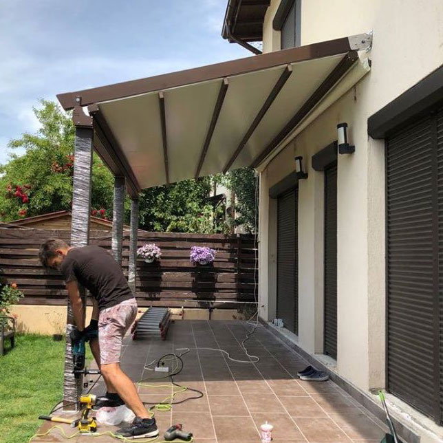 Pergola Retractabila 4m x 3m, actionare din telecomanda, structura aluminiu